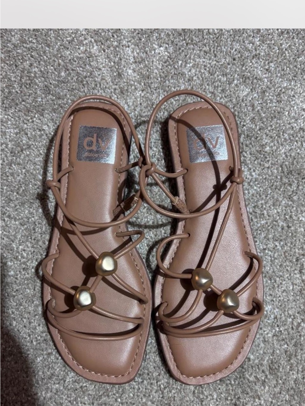 DV by Dolce Vita Tan Strappy Sandals with Bead Accents